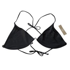 J.Crew Perfect Triangle Bikini Top Black‎ Tie String Swim Suit XXL NWT CA792